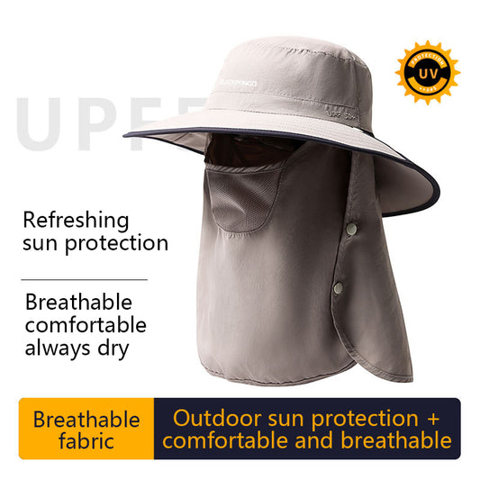 Blackpongo Sun protection breathable multifunctional sun hat detachable breathable outdoor leisure hiking fisherman hat with mask 59-61cm