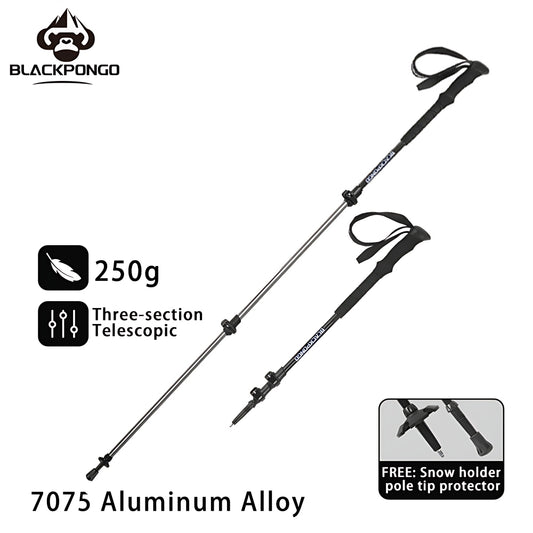 Blackpongo ST03 Trekking Pole 3-Section Telescopic Folding Pole Aluminum Alloy Hiking Climbing Outdoor Walking Stick 1 Stick