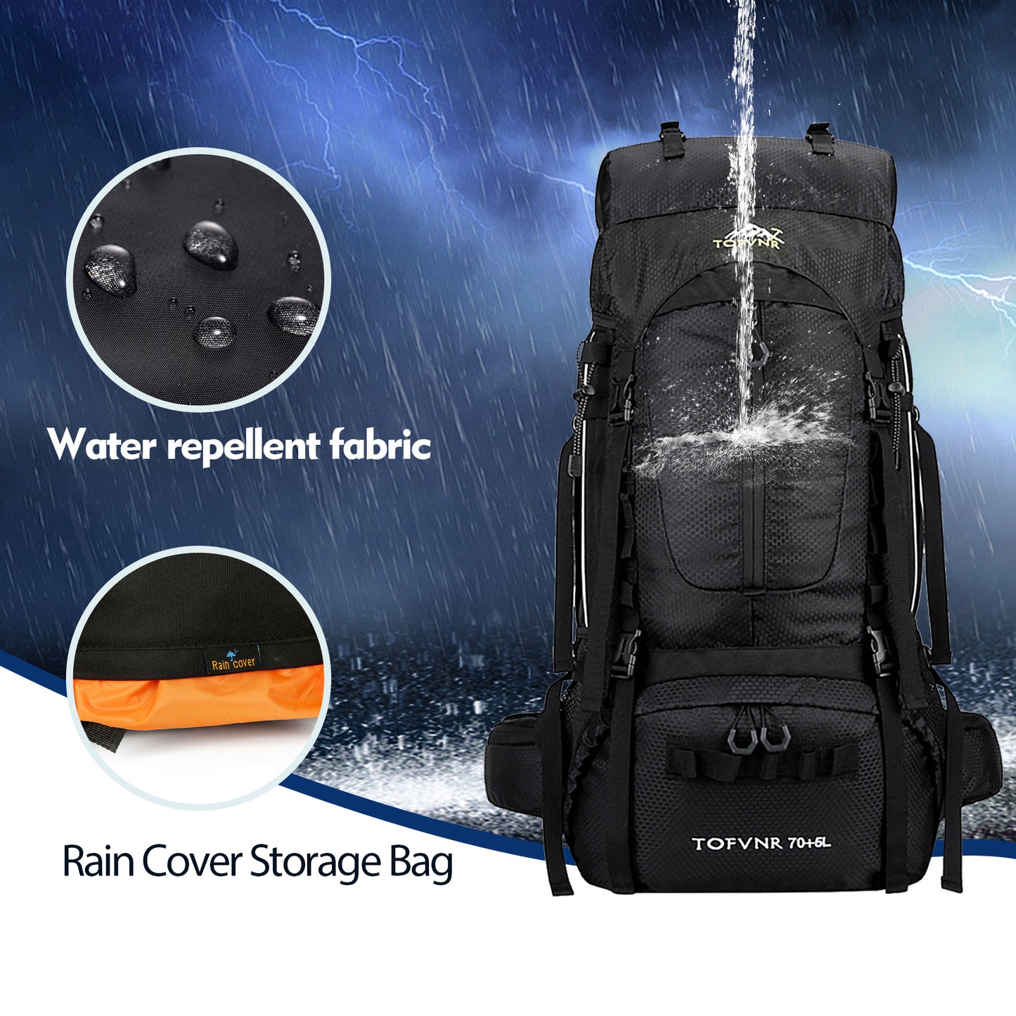 Blackpongo Multi functional large capacity waterproof backpack for hiking and outdoor activities