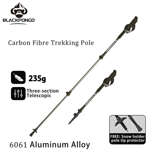 Blackpongo ST01 Trekking Pole 3-Section Telescopic Folding Pole Aluminum Alloy Hiking Climbing Outdoor Walking Stick 1 Stick