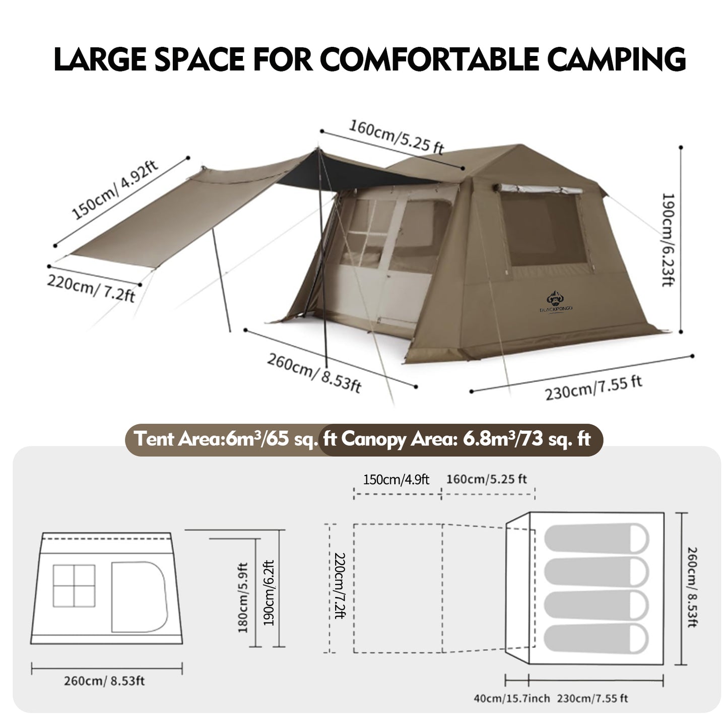 Blackpongo Village 6.0 Ridge 2 generation Quick Open Tent Large Capacity Camping Automatic Tent