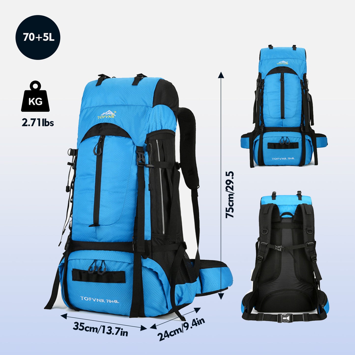 Blackpongo Multi functional large capacity waterproof backpack for hiking and outdoor activities