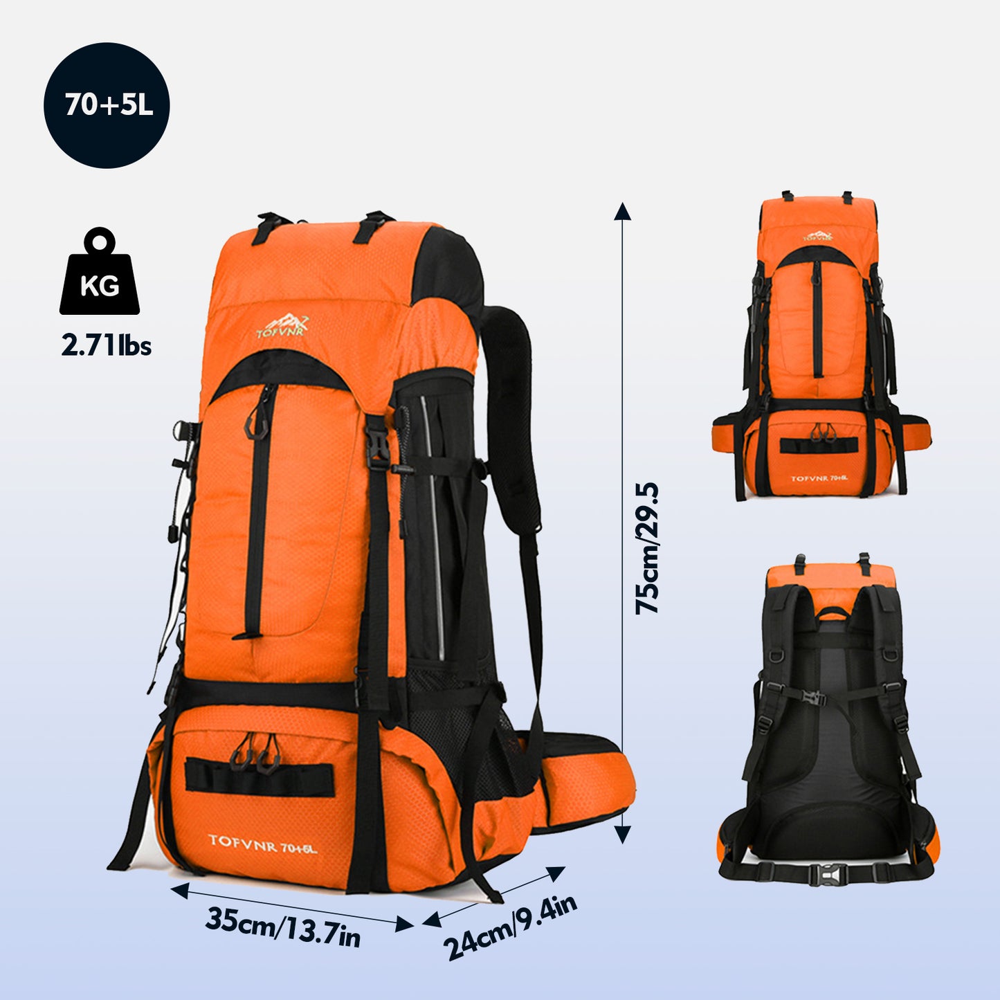 Blackpongo Multi functional large capacity waterproof backpack for hiking and outdoor activities