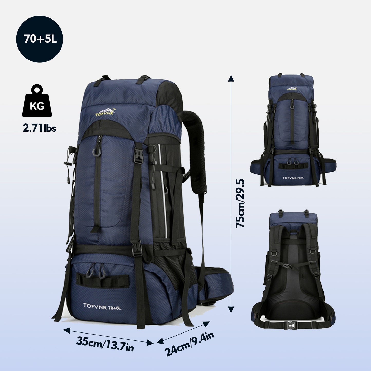 Blackpongo Multi functional large capacity waterproof backpack for hiking and outdoor activities
