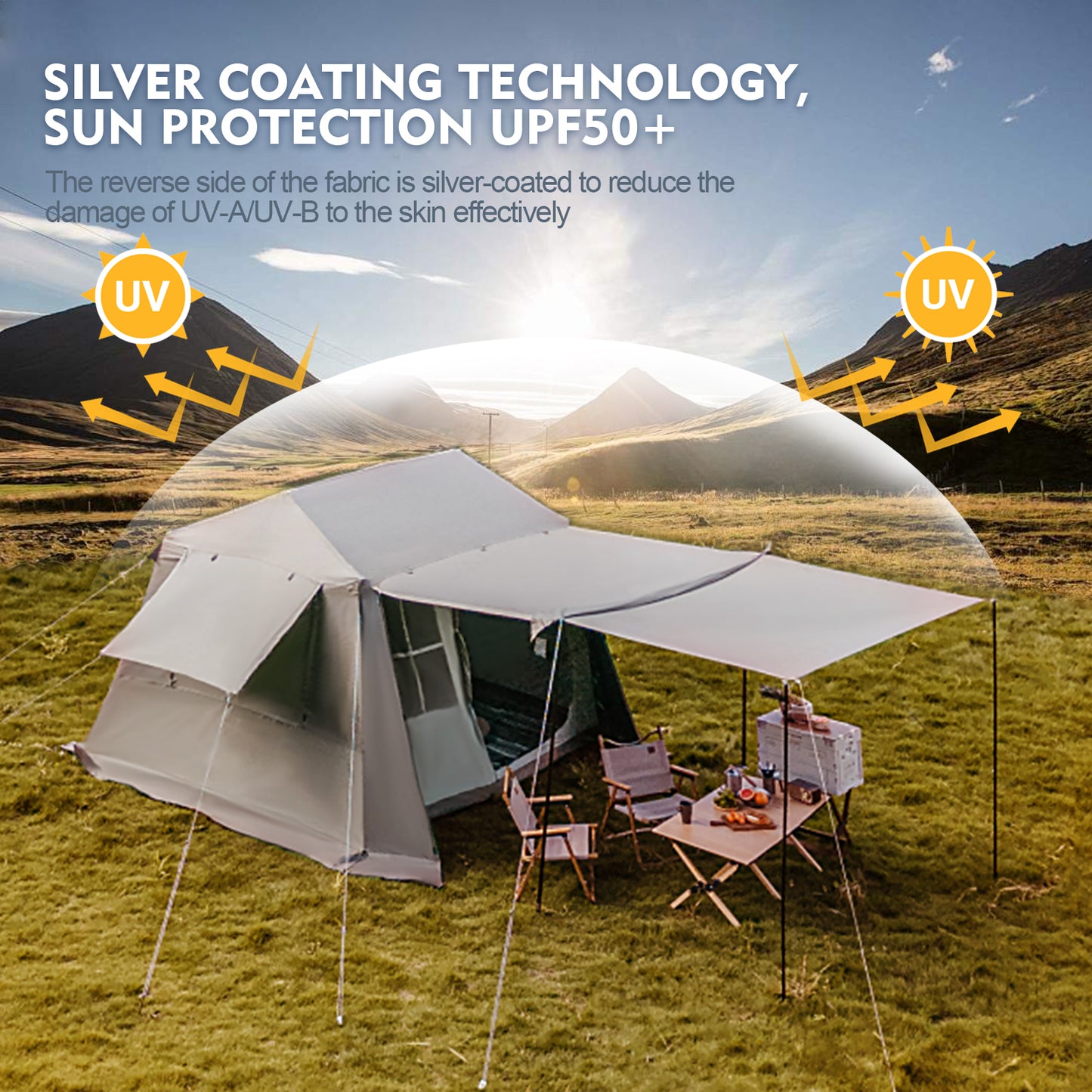 Blackpongo Village 6.0 square meters Quick Open Tent with sun protection