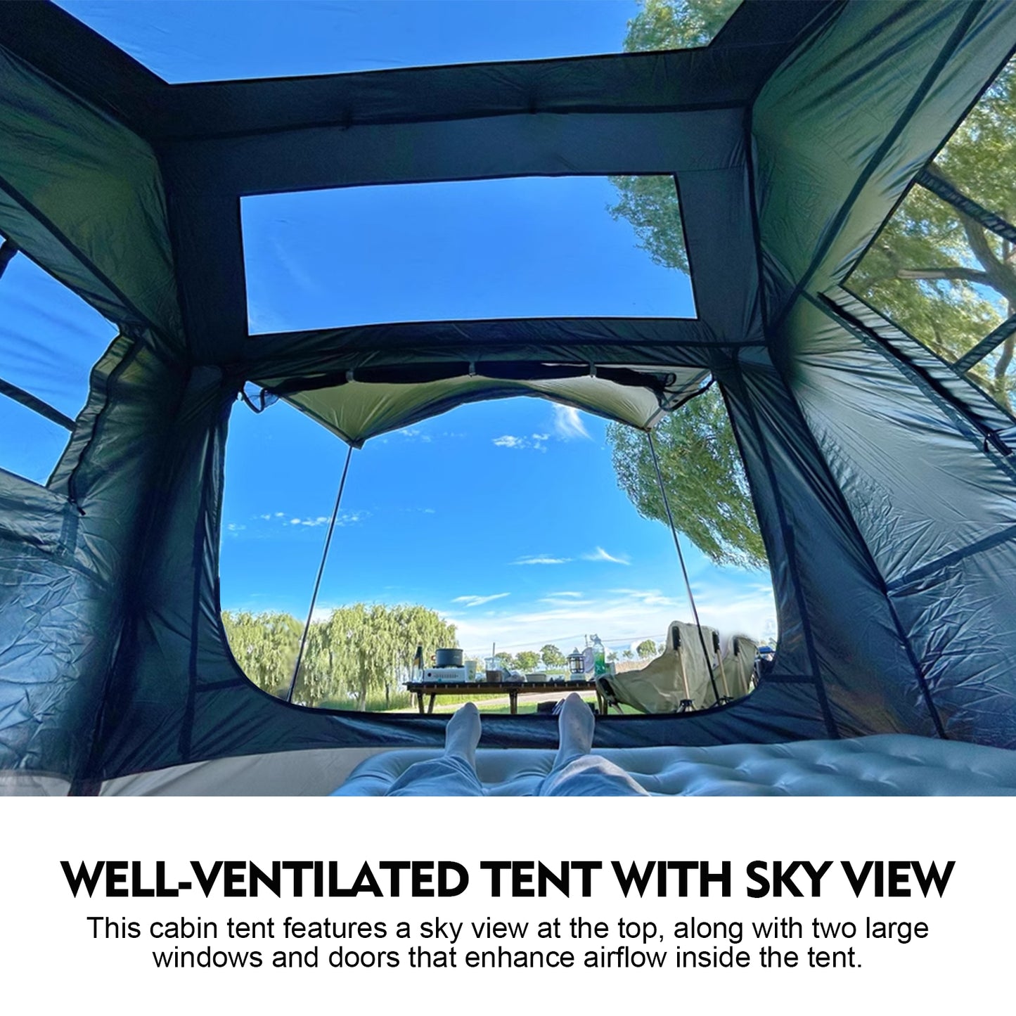 Blackpongo Village 6.0 square meters Quick Open Tent has a large space