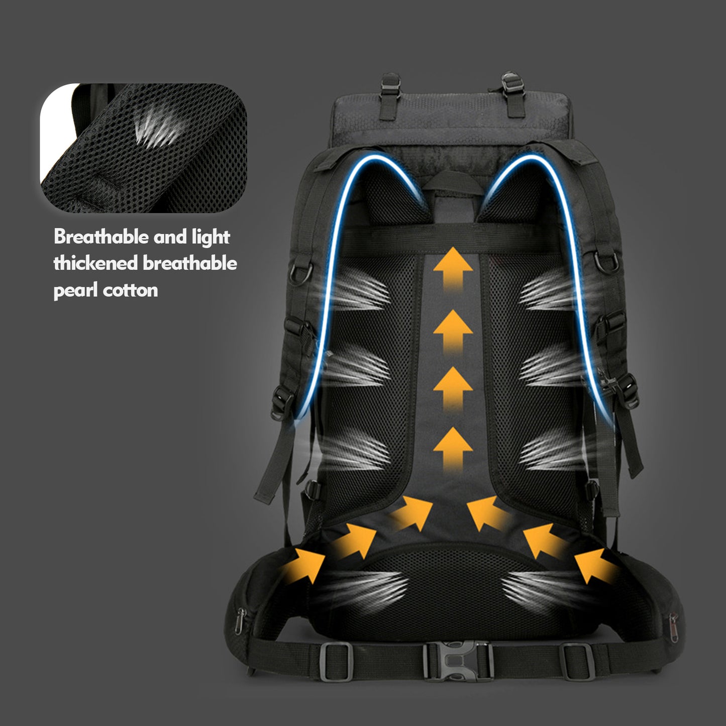 Blackpongo Multi functional large capacity waterproof backpack for hiking and outdoor activities