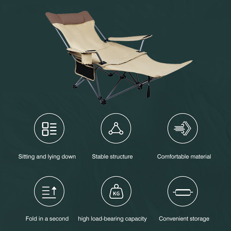 Blackpongo Outdoor Camping Folding Chair Nap Camping Portable Footrest Chair Sitting And Lying Reclining Chair