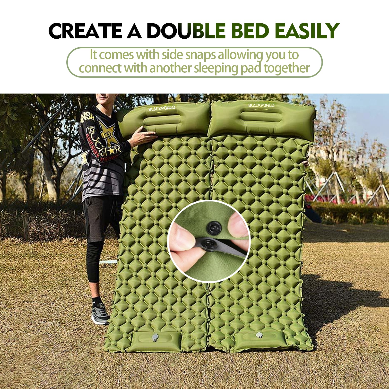 Blackpongo Nylon TPU inflatable cushion ultra-light portable durable waterproof tear-resistant spliced sleeping pads