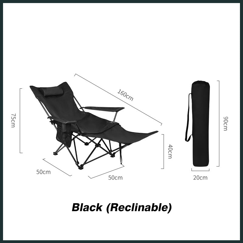 Blackpongo Outdoor Camping Folding Chair Nap Camping Portable Footrest Chair Sitting And Lying Reclining Chair