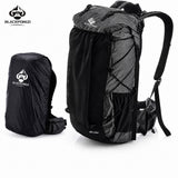 BLACKPONGO AlpineX 40L hiking backpack in black with built-in rain cover