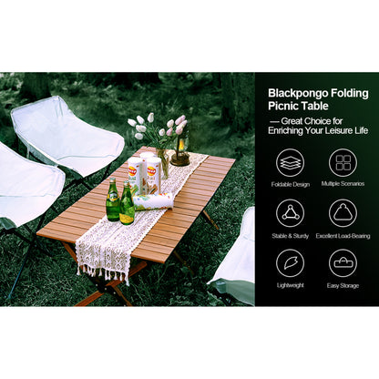 BLACKPONGO Mesa 120cm Carbon Steel Roll-Top Camping Table - main product view