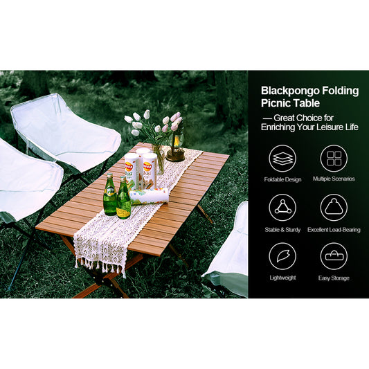 BLACKPONGO Mesa 120cm Carbon Steel Roll-Top Camping Table - main product view