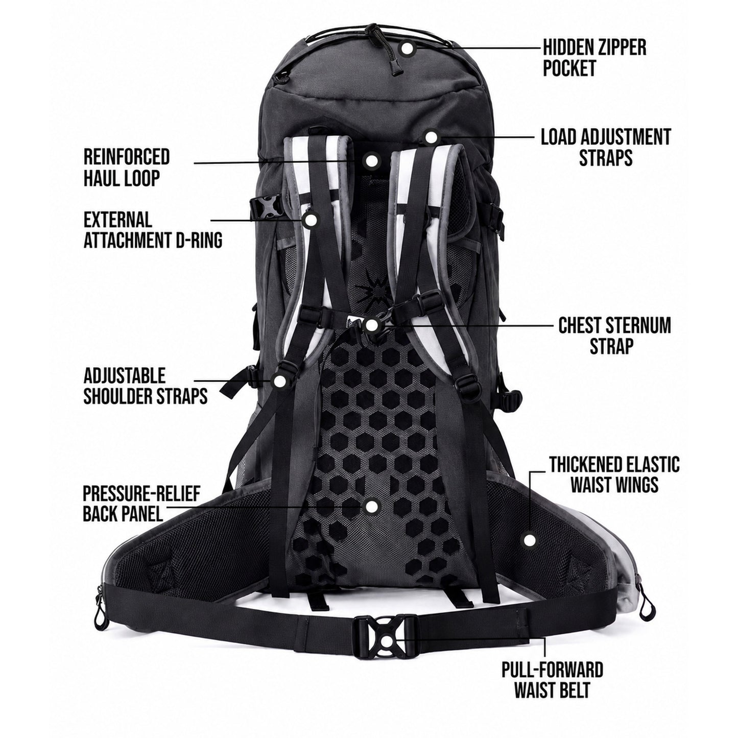 BLACKPONGO PeakCore 38L Hiking Backpack - main product view