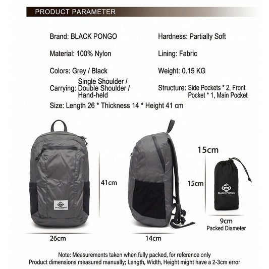 BLACKPONGO RillCore A54 15L Packable Backpack - main product view