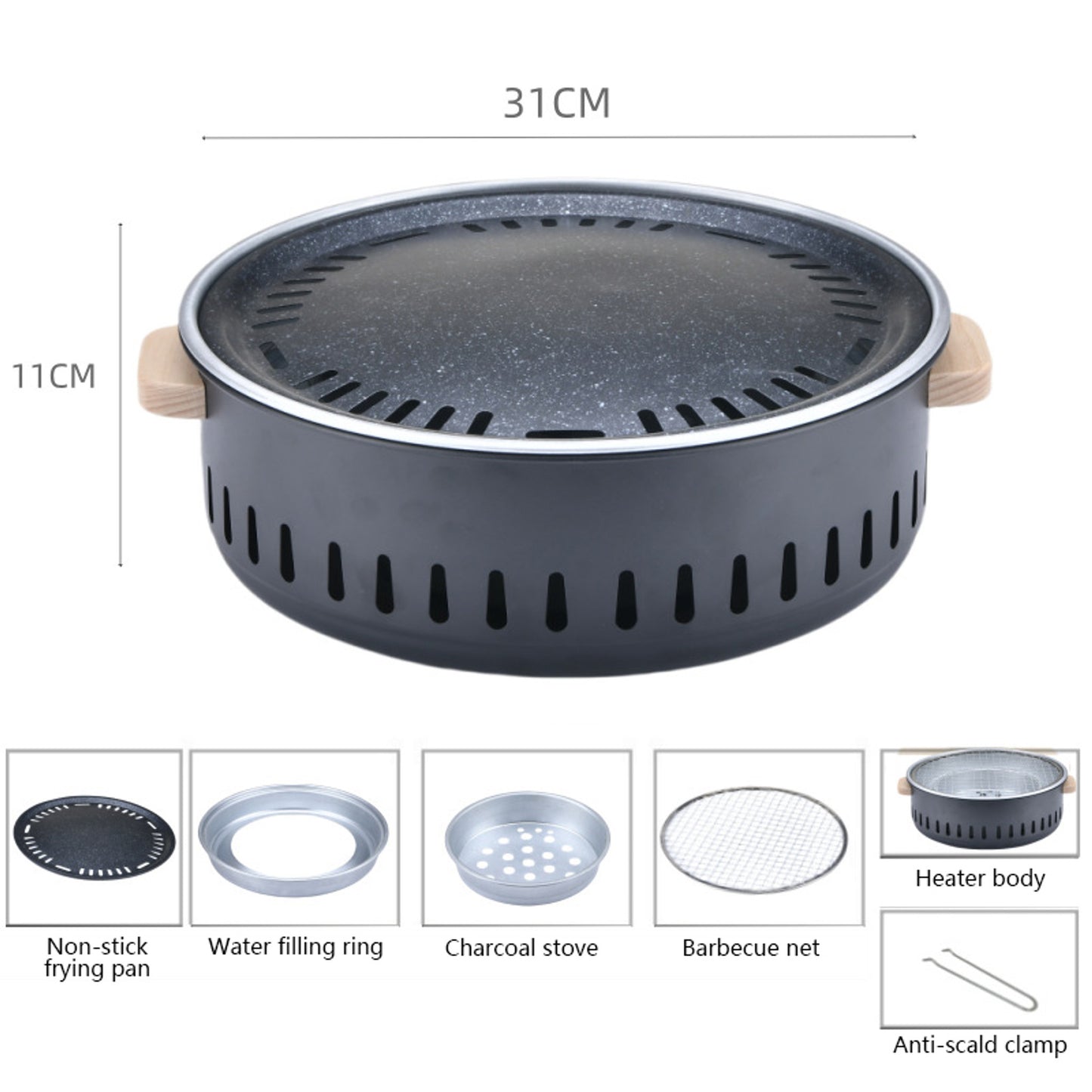 BLACKPONGO FeatherSear Portable Tabletop Charcoal Grill Deluxe - variant and angle view