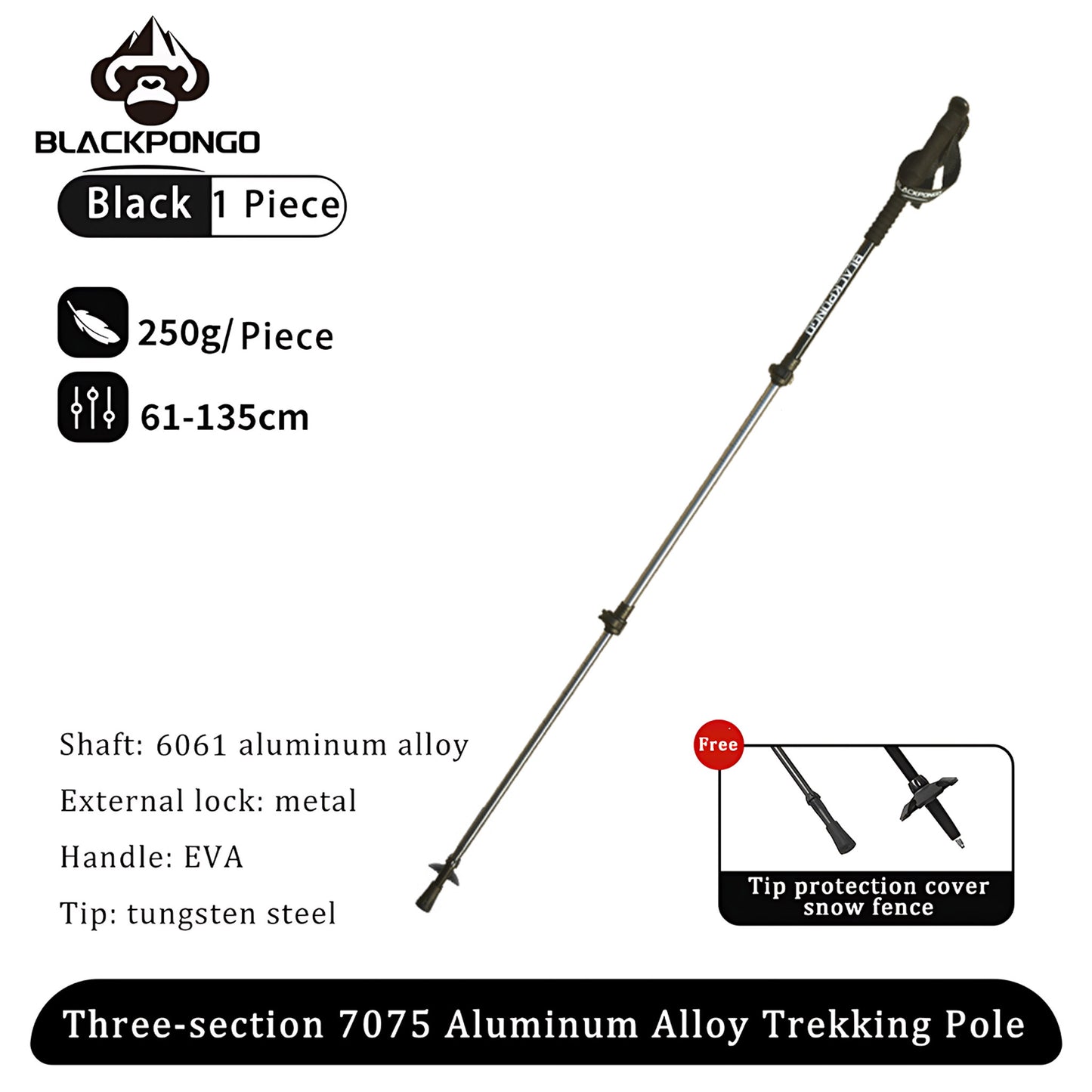 BLACKPONGO PeakProp ST01 Telescopic Trekking Pole - variant and angle view