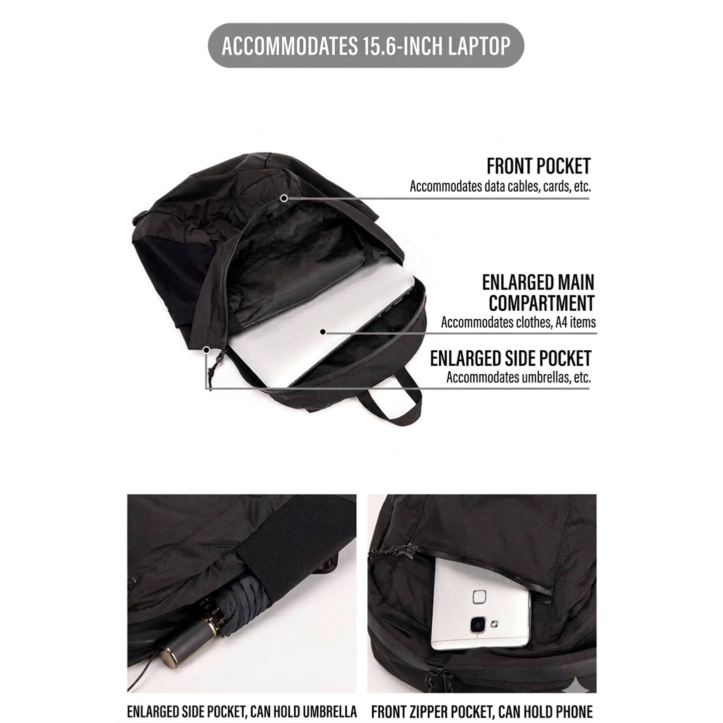 BLACKPONGO RillCore A54 15L Packable Backpack - variant and angle view
