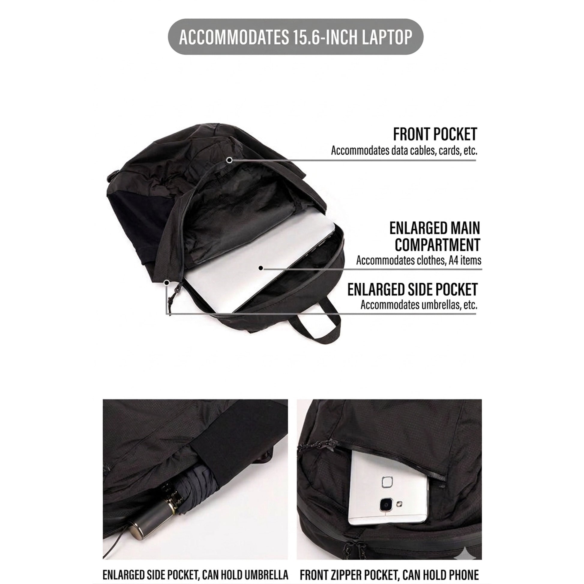BLACKPONGO RillCore A54 15L Packable Backpack - variant and angle view
