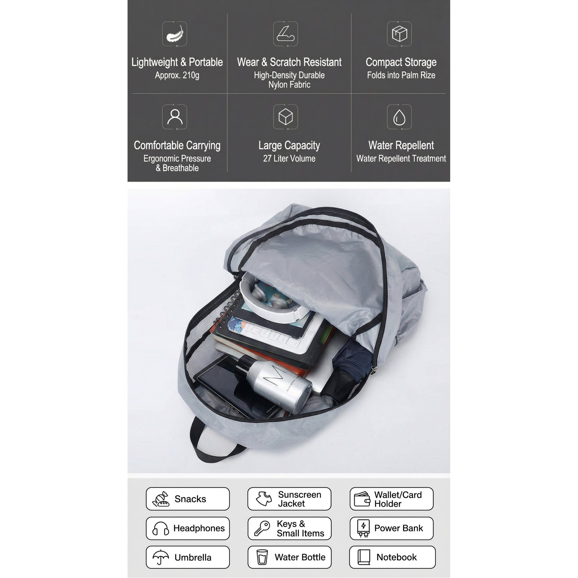 BLACKPONGO VaneCore Dragonfly 27L Packable Backpack - variant and angle view