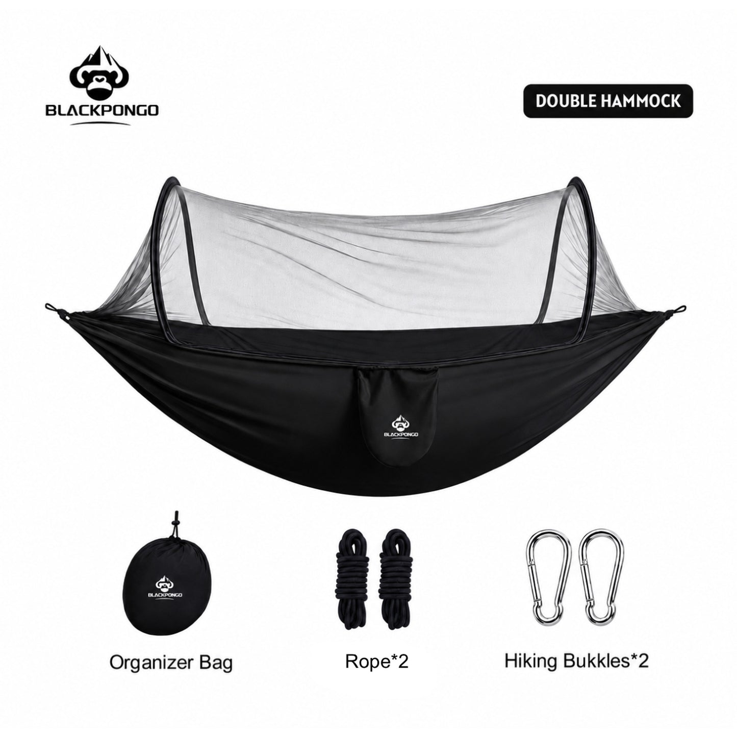 BLACKPONGO WanderNest 2-Person Hammock with Mosquito Net - variant and angle view