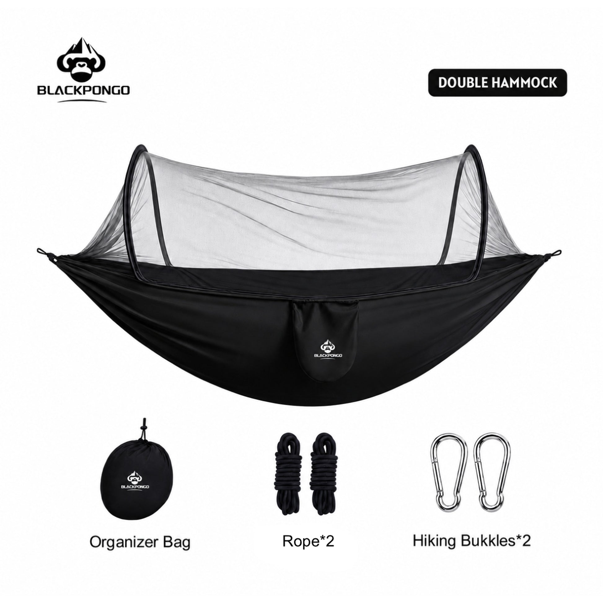 BLACKPONGO WanderNest 2-Person Hammock with Mosquito Net - variant and angle view