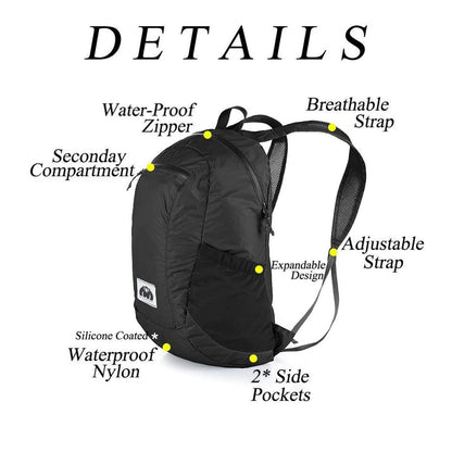 Blackpongo Folding Backpack Lightweight Mountaineering Bag Men's Portable Waterproof Outdoor Hiking Backpack Lightweight Bag