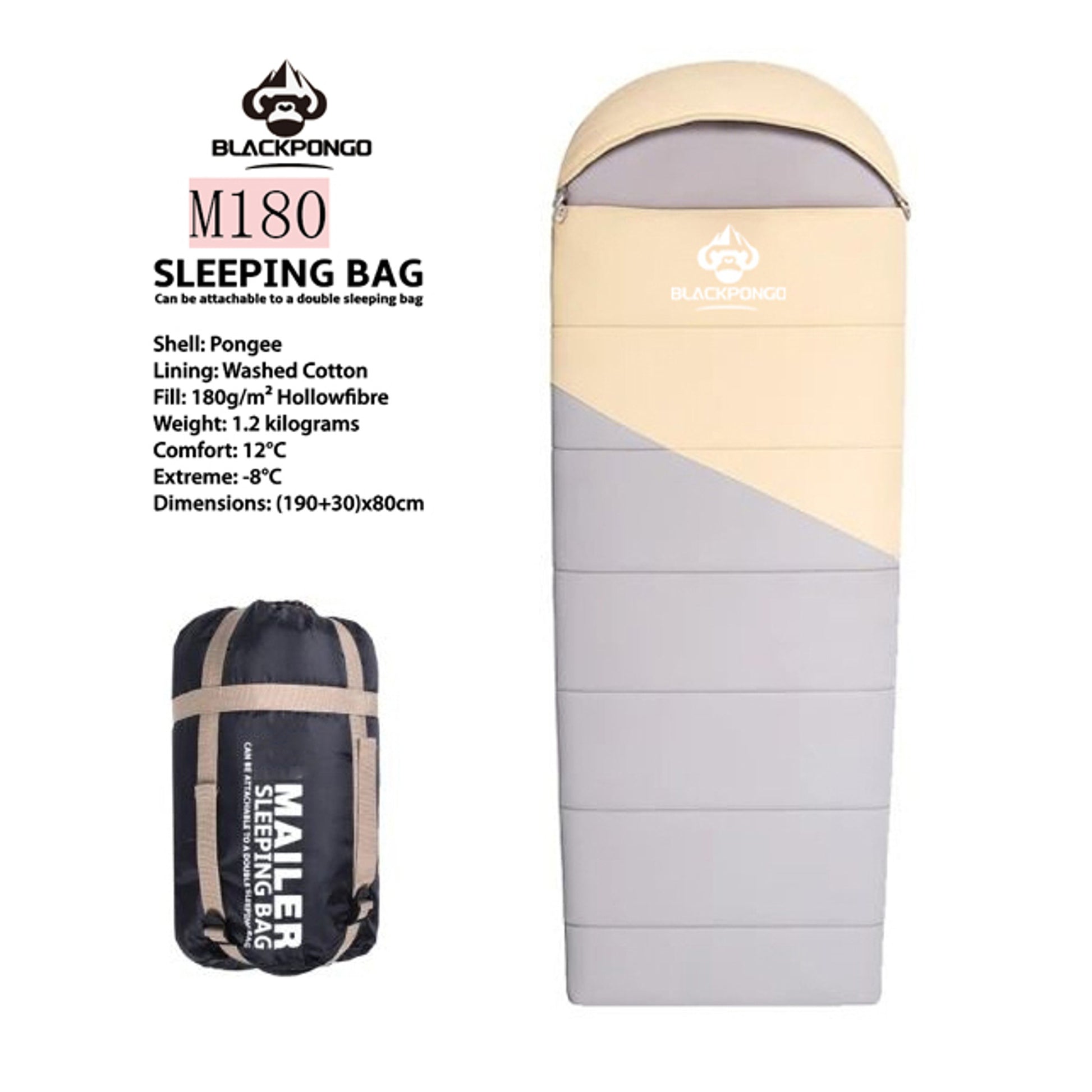 BLACKPONGO CloudLull Washable Cotton Sleeping Bag - variant and angle view