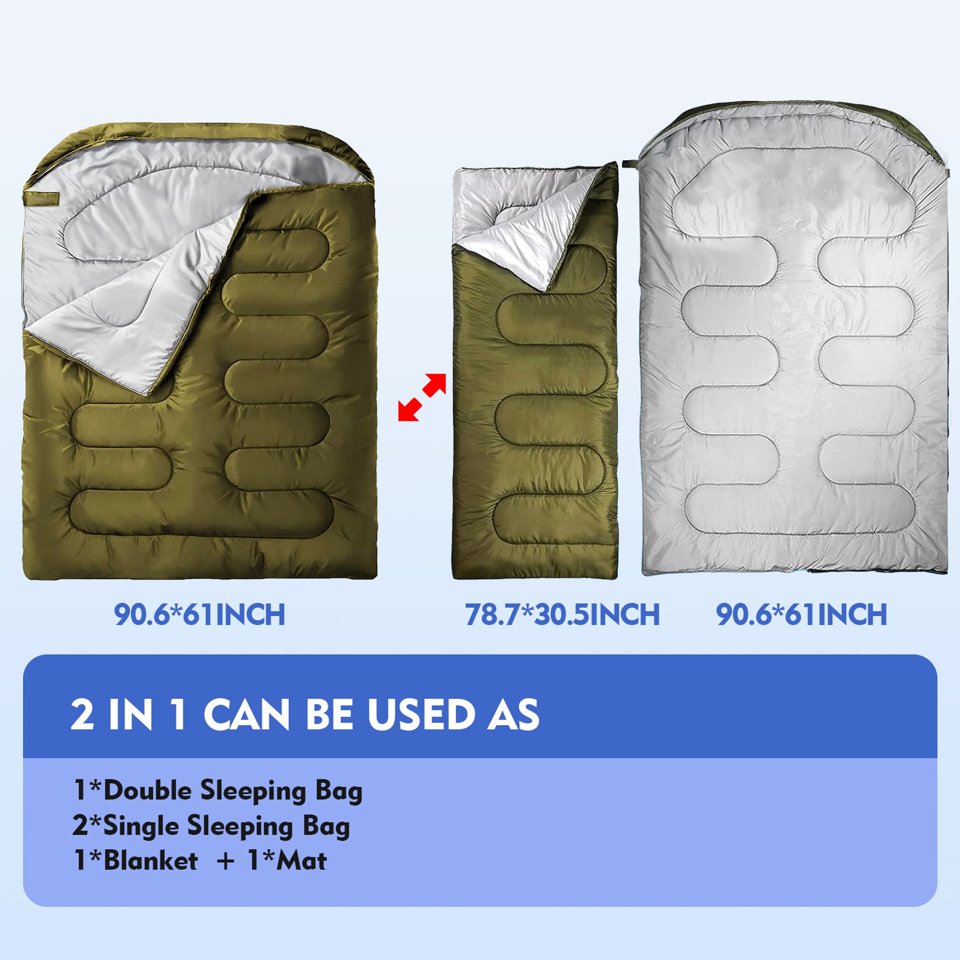 BLACKPONGO DualHaven Two-Person Camping Sleeping Bag - variant and angle view