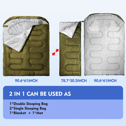 BLACKPONGO DualHaven Two-Person Camping Sleeping Bag - variant and angle view