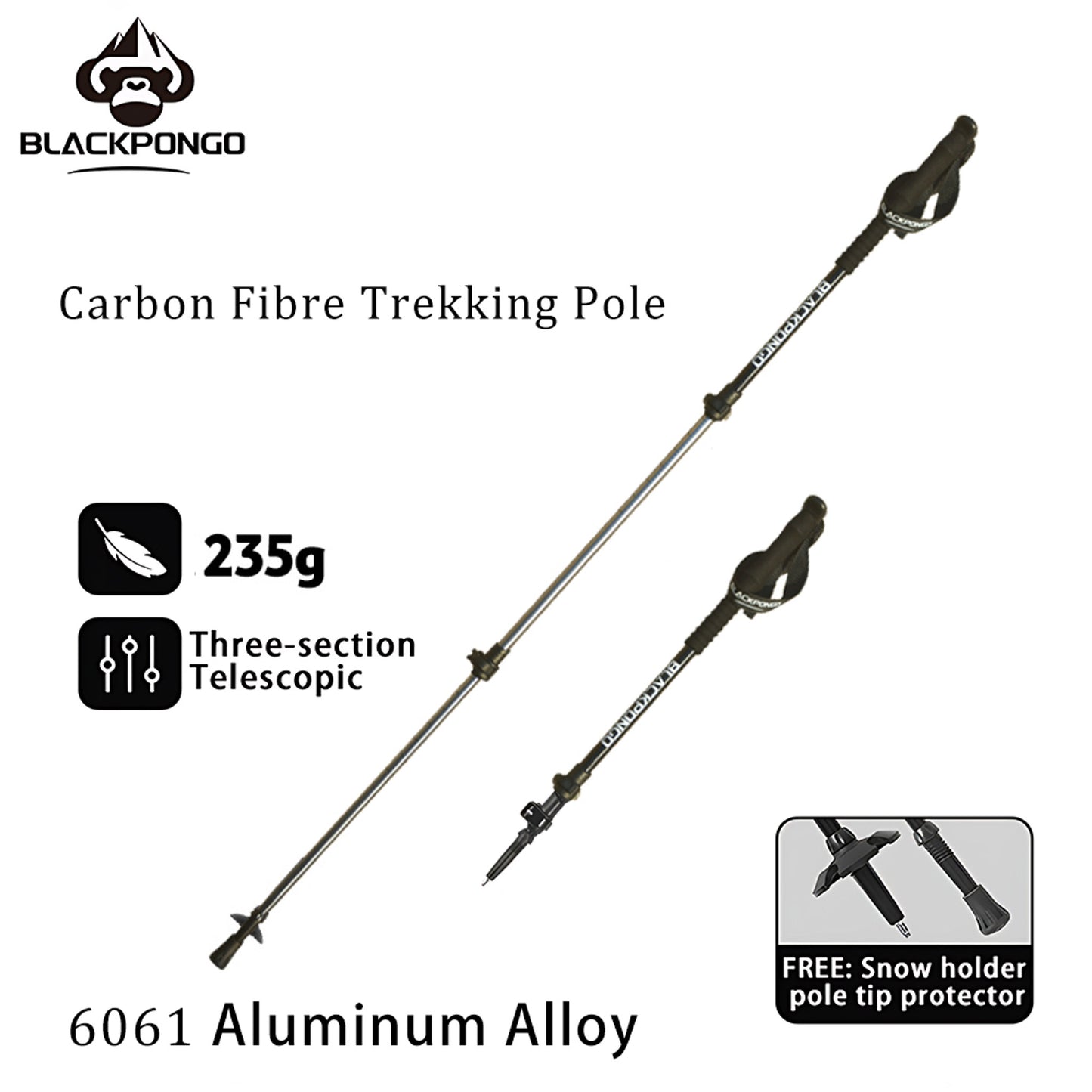 BLACKPONGO PeakProp ST01 Telescopic Trekking Pole - variant and angle view