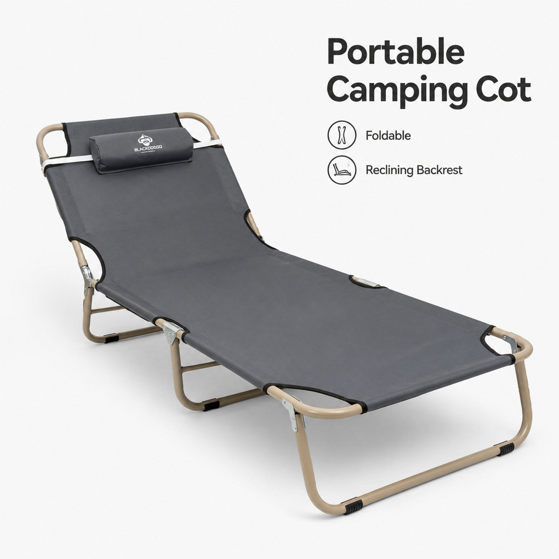 BLACKPONGO TerraField 3-Fold Camping Cot Chair with Pad - variant and angle view