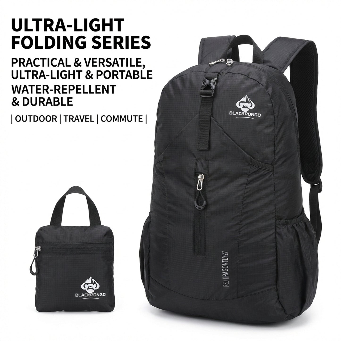 BLACKPONGO VaneCore Dragonfly 27L Packable Backpack - variant and angle view