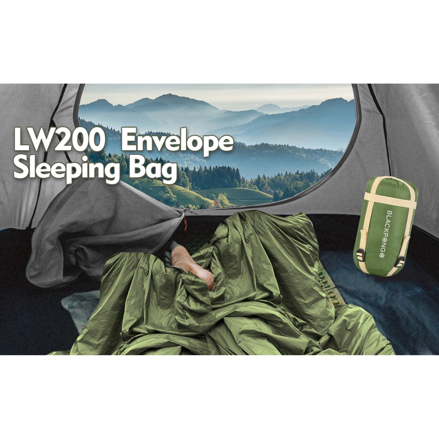 BLACKPONGO ZipNest LW200 Ultralight Envelope Sleeping Bag - variant and angle view