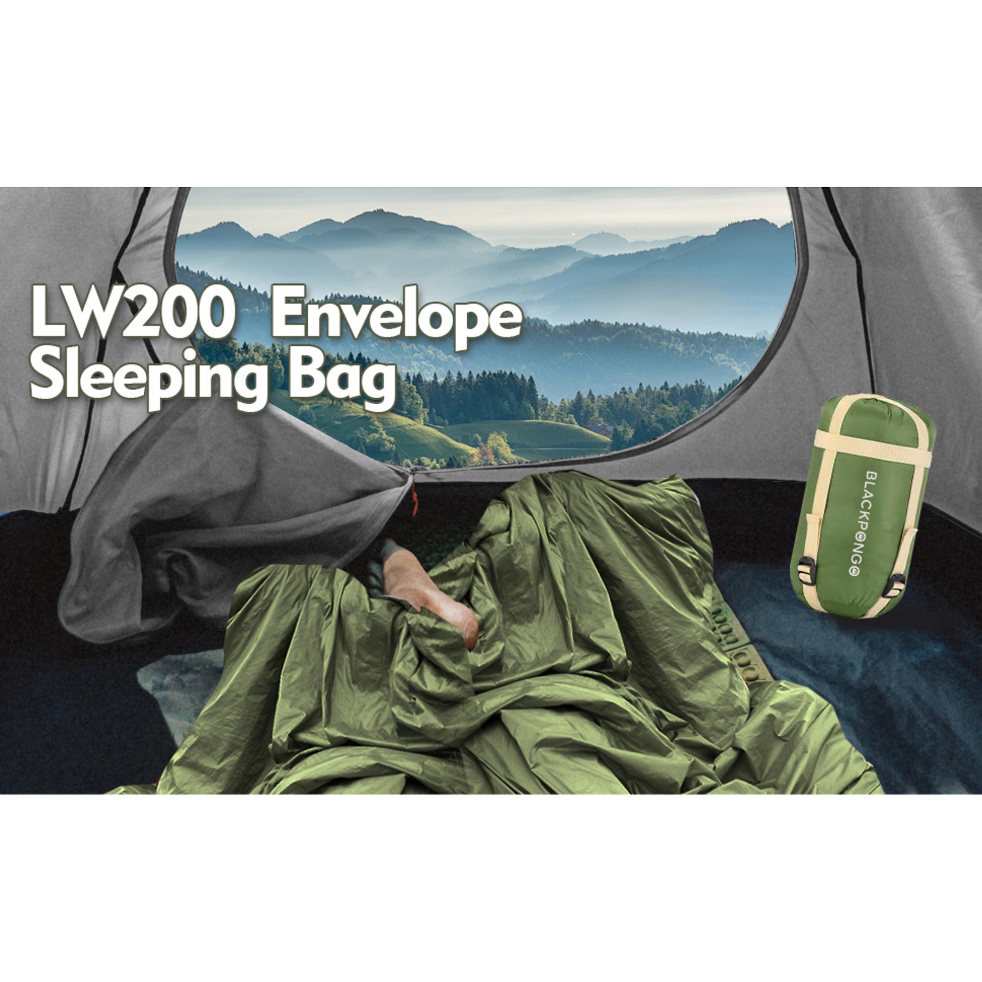 BLACKPONGO ZipNest LW200 Ultralight Envelope Sleeping Bag - variant and angle view