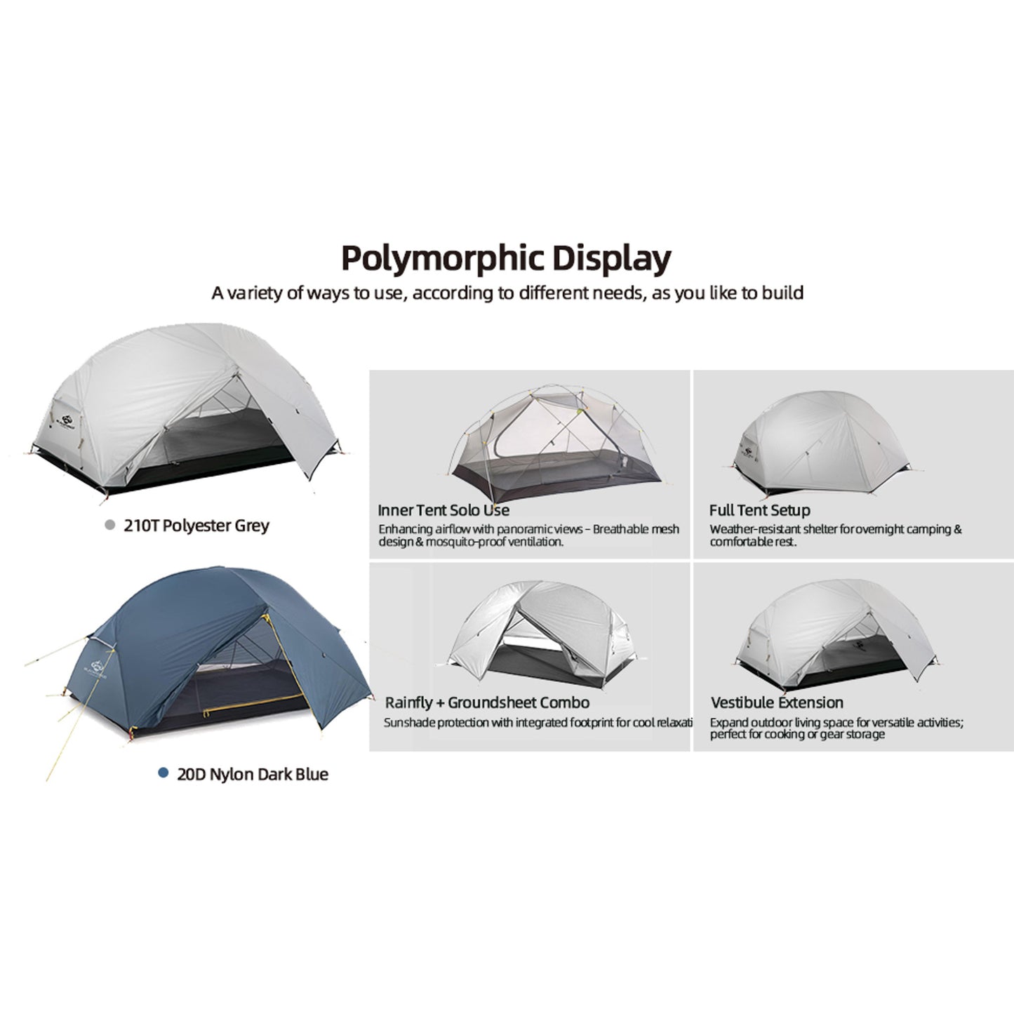 BLACKPONGO Neptune 2-Person Ultralight Double-Layer Tent - variant and angle view