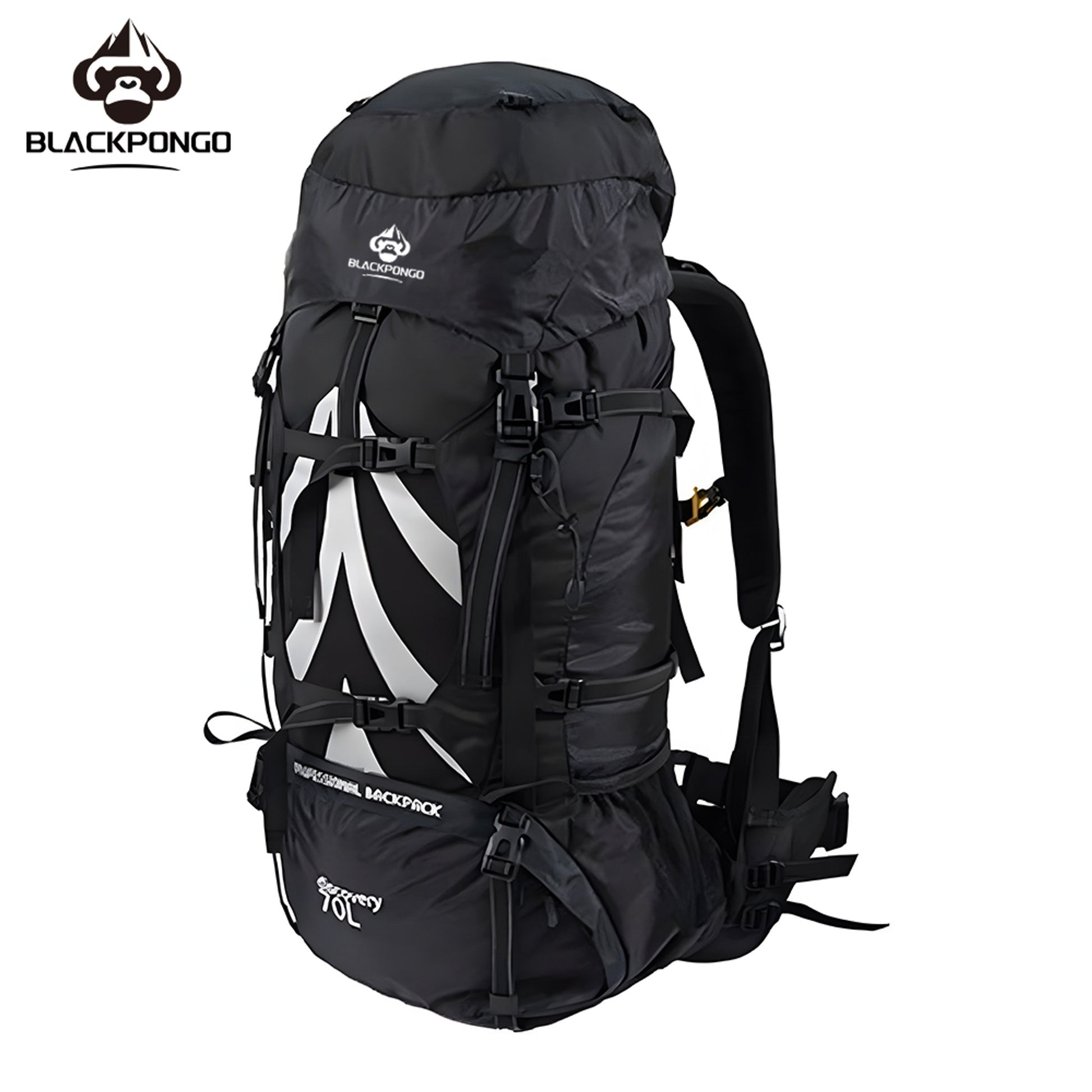 BLACKPONGO SummitPro 70L Mountaineering Backpack with Rain Cover - variant and angle view
