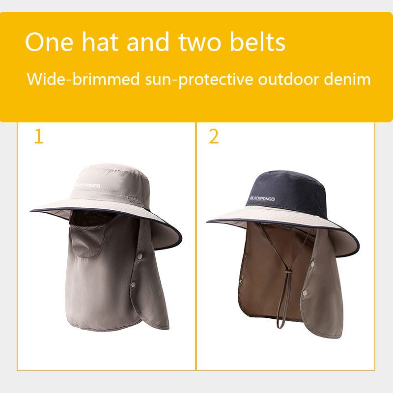 Blackpongo Sun protection breathable multifunctional sun hat detachable breathable outdoor leisure hiking fisherman hat with mask 59-61cm