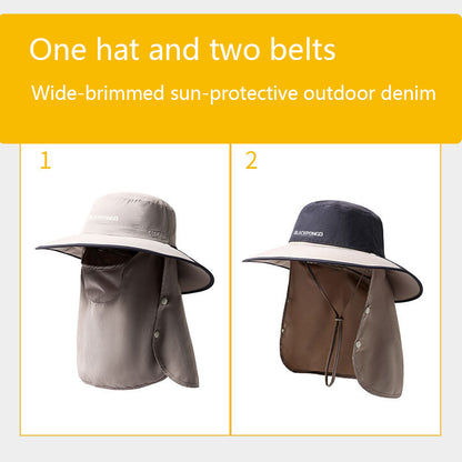 Blackpongo Sun protection breathable multifunctional sun hat detachable breathable outdoor leisure hiking fisherman hat with mask 59-61cm