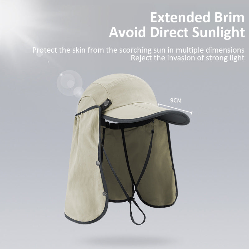 Blackpongo Sun protection multifunctional sun hat foldable breathable outdoor leisure hiking mountaineering duckbill cap with mask 56-60cm