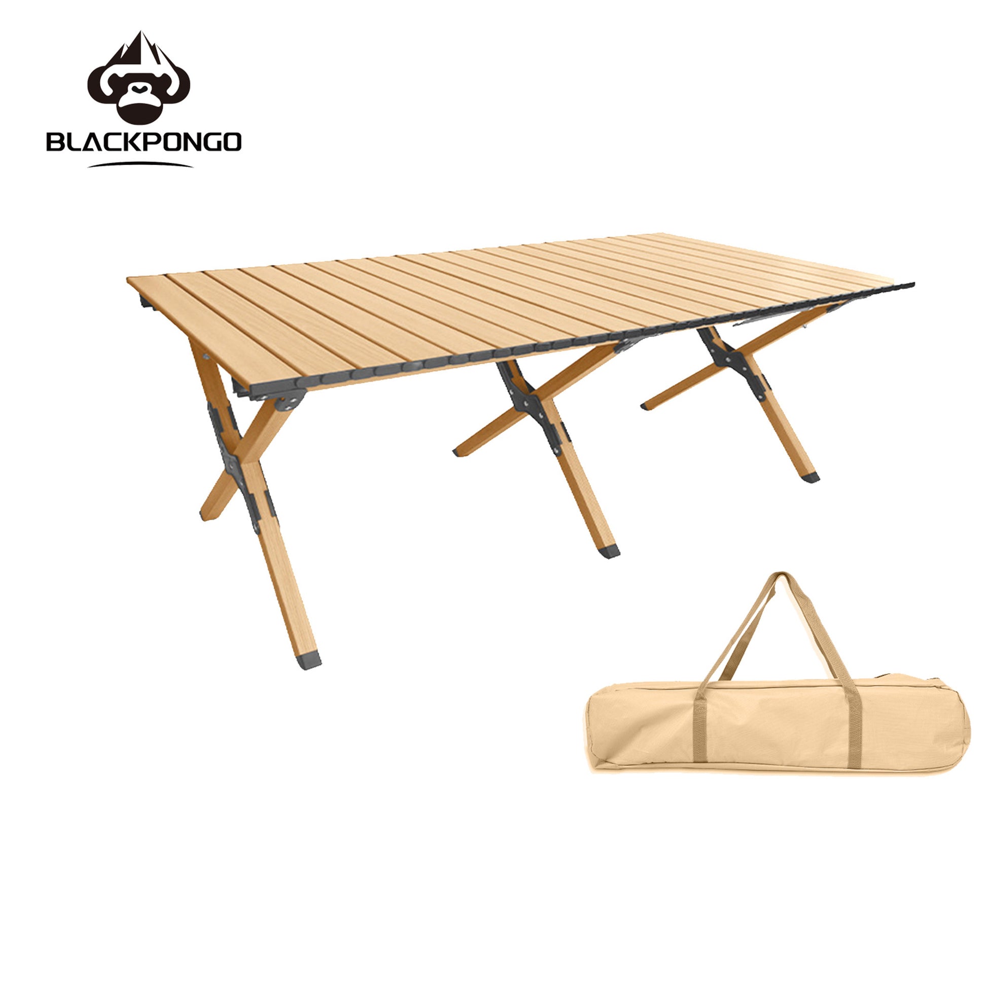 BLACKPONGO Mesa 120cm Carbon Steel Roll-Top Camping Table - feature detail
