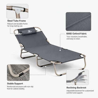 BLACKPONGO TerraField 3-Fold Camping Cot Chair with Pad - feature detail