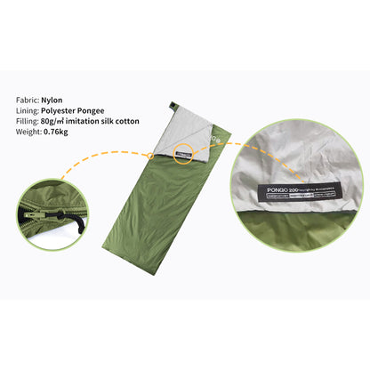 BLACKPONGO ZipNest LW200 Ultralight Envelope Sleeping Bag - feature detail