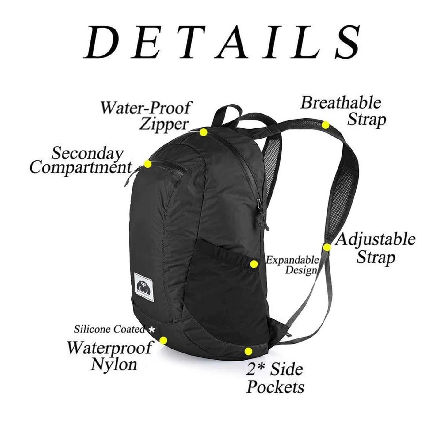 BLACKPONGO Cloudwing 18L Packable Waterproof Backpack - feature detail