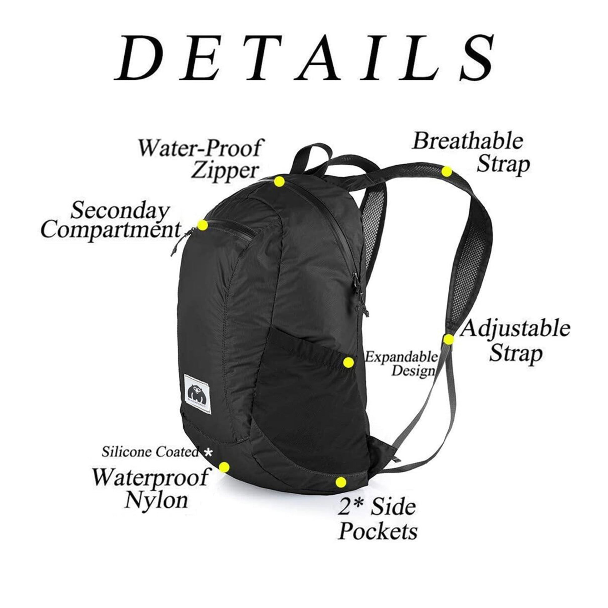 BLACKPONGO Cloudwing 18L Packable Waterproof Backpack - feature detail