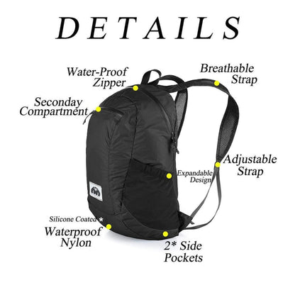BLACKPONGO Cloudwing 18L Packable Waterproof Backpack - feature detail