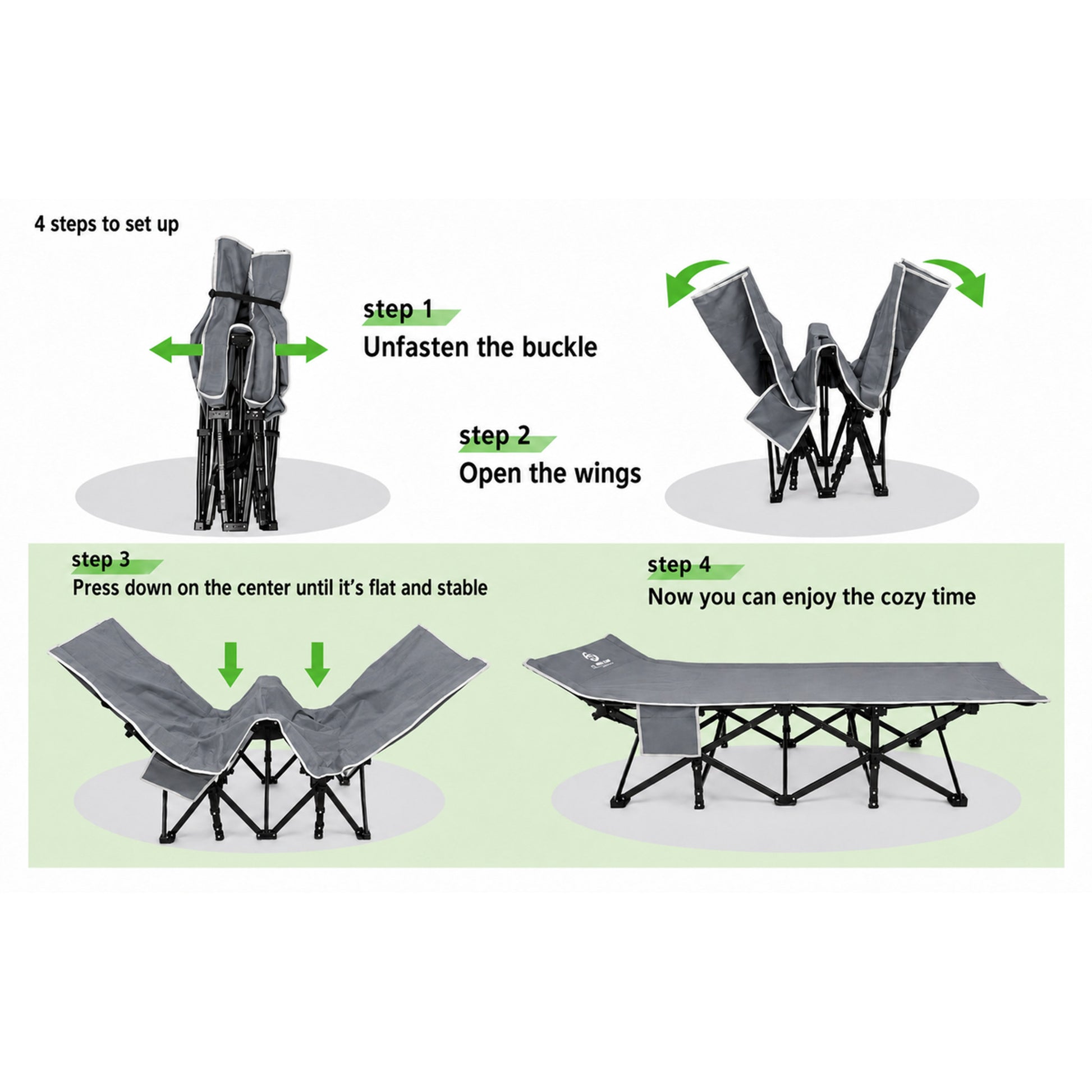 BLACKPONGO Terravoy 10-Leg Folding Camping Cot with Pad - feature detail