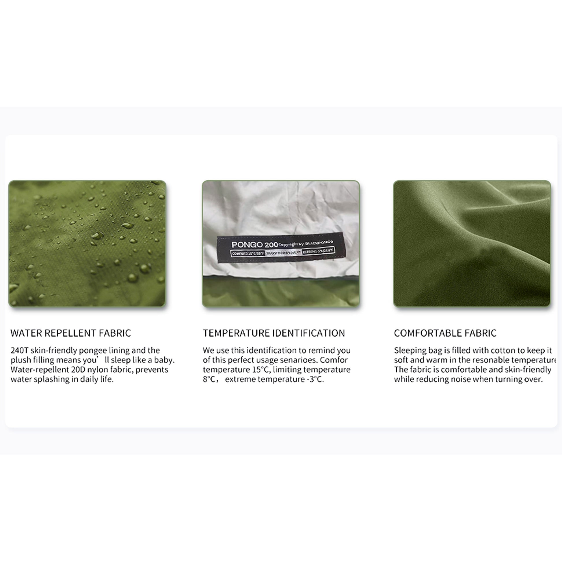 BLACKPONGO ZipNest LW200 Ultralight Envelope Sleeping Bag - feature detail