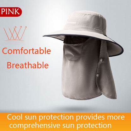 Blackpongo Sun protection breathable multifunctional sun hat detachable breathable outdoor leisure hiking fisherman hat with mask 59-61cm