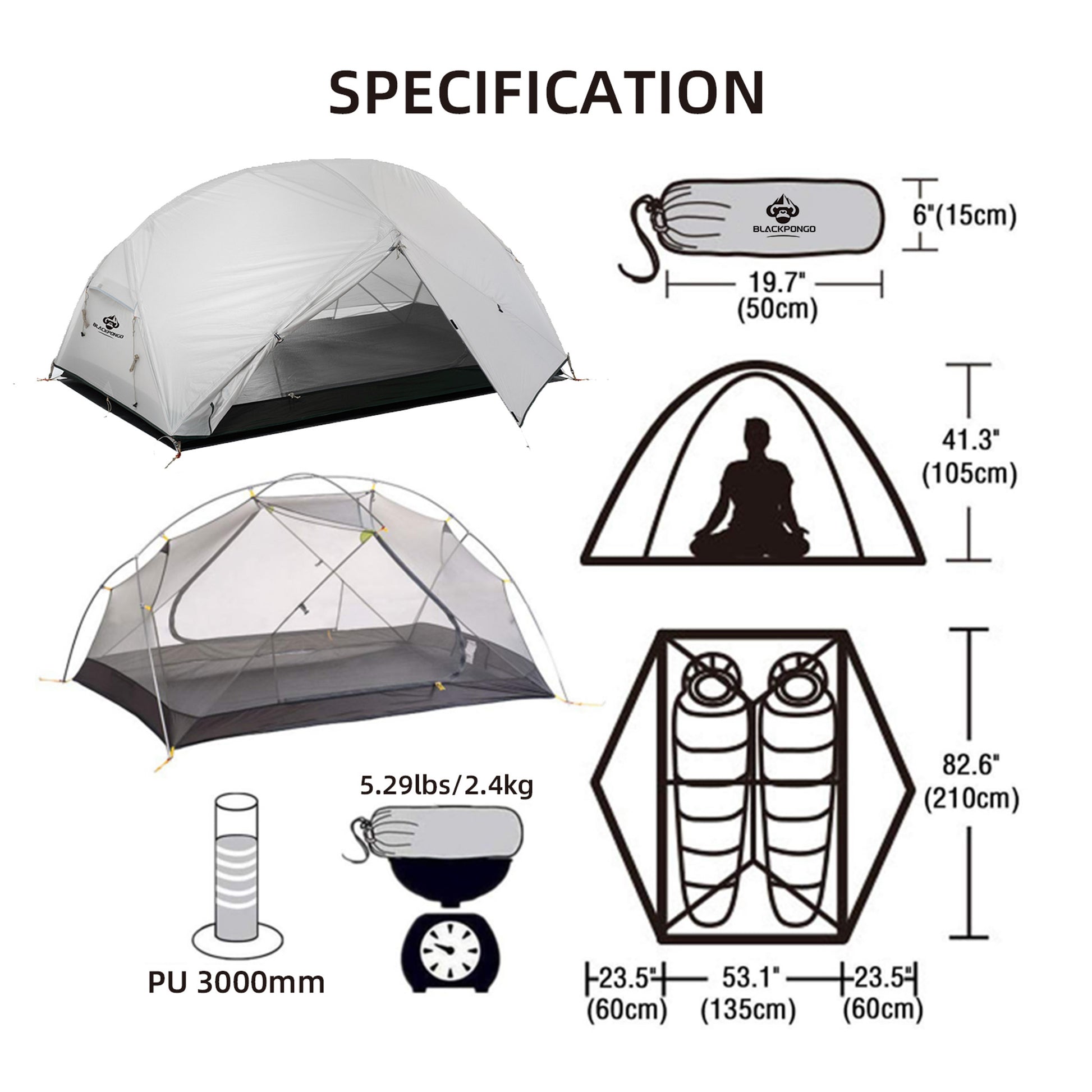 BLACKPONGO Neptune 2-Person Ultralight Double-Layer Tent - feature detail